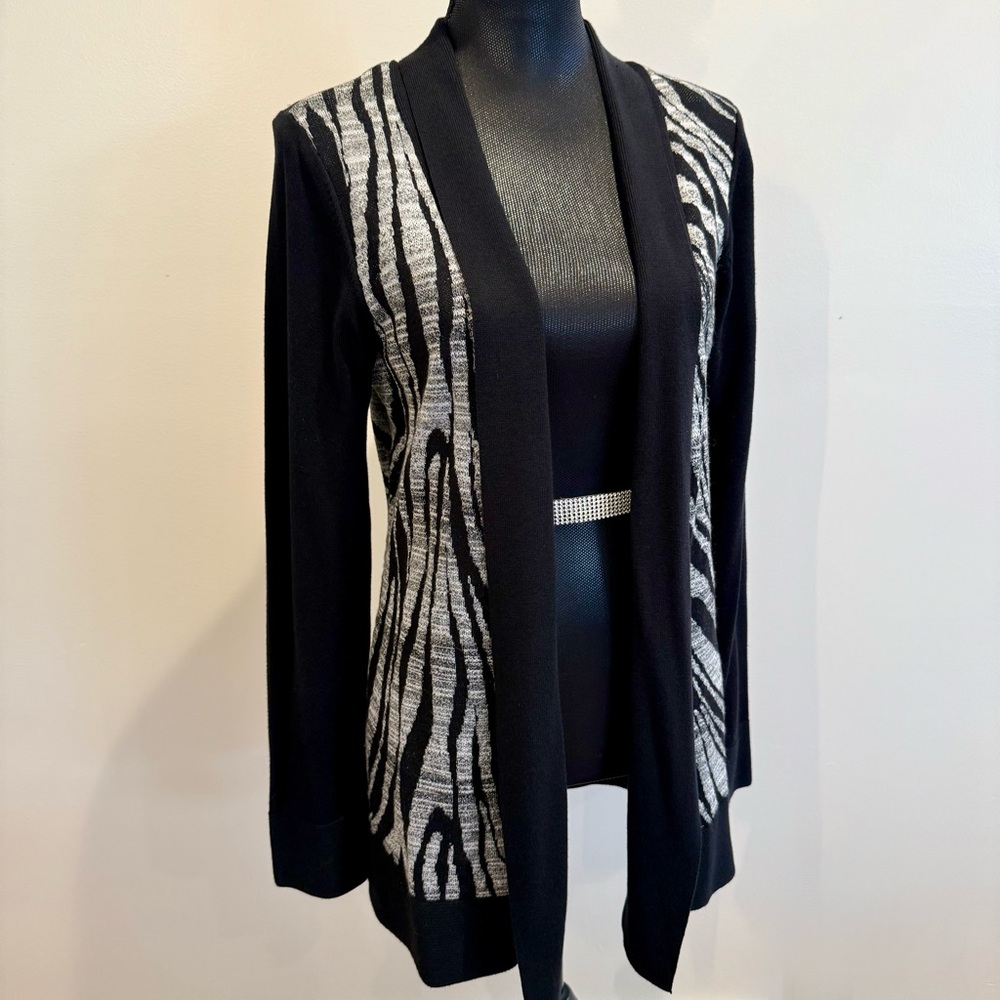 Calvin Klein Black and Gray Pattern Sweater Cardigan